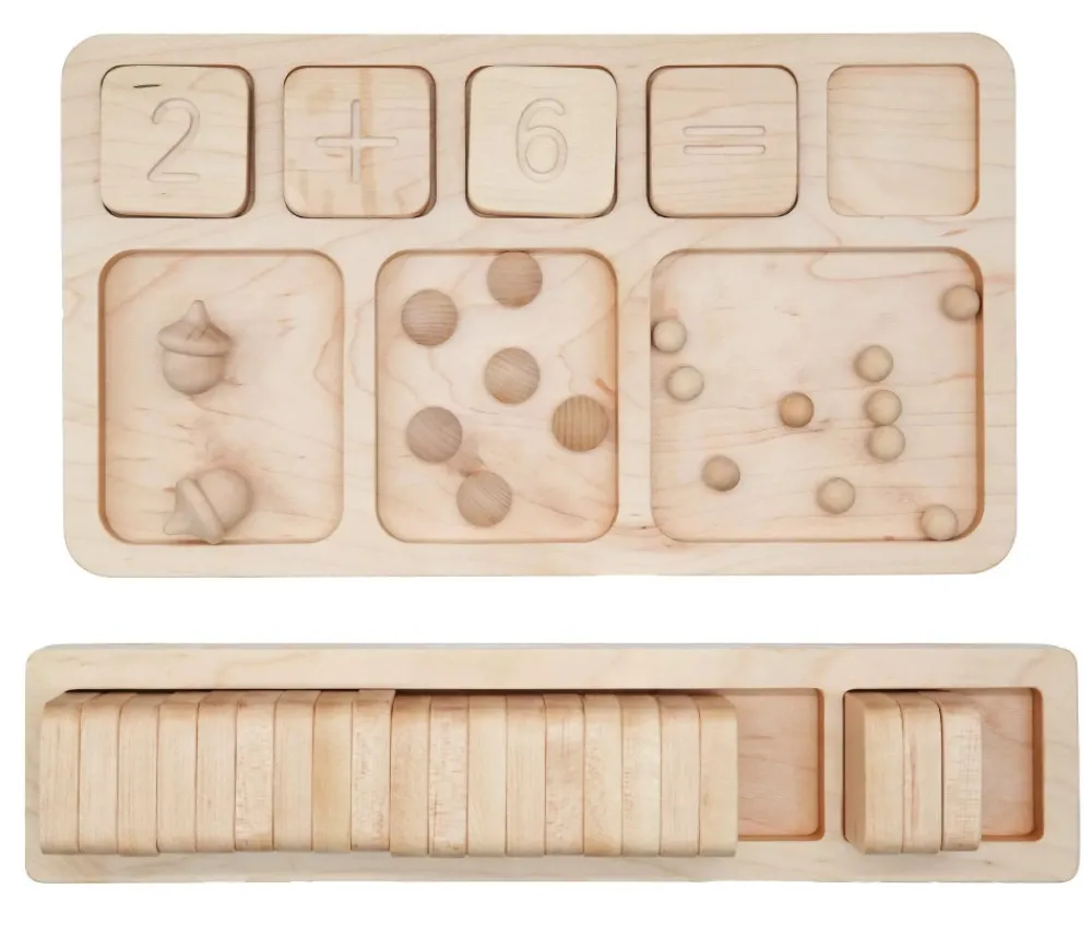 Tout Pour le Jeu Plateau en bois massif cases pour calcul mathématiques 28 cm
