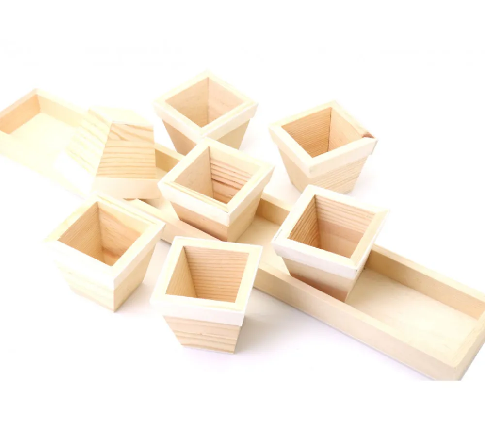 Tout Pour le Jeu Plateau long avec 7 petits pots 6.5 cm en bois