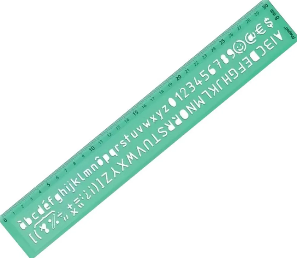 Tout Pour le Jeu Pochoir traces lettres et chiffres - règle 30 cm