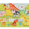 Tout Pour le Jeu Puzzle bois Animaux de la Ferme 8 pièces à boutons à encastrer