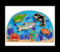 Tout Pour le Jeu Puzzle bois Animaux de la mer : 6 pièces figurines de jeux - commerce équitable
