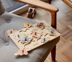 Tout Pour le Jeu Puzzle bois Animaux de la Forêt 9 pièces à boutons à encastrer