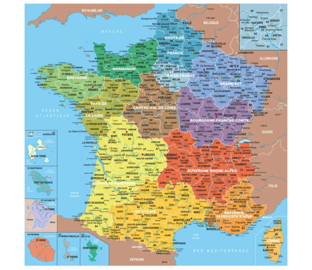 Tout Pour le Jeu Puzzle bois Carte de France Régions 24 pièces