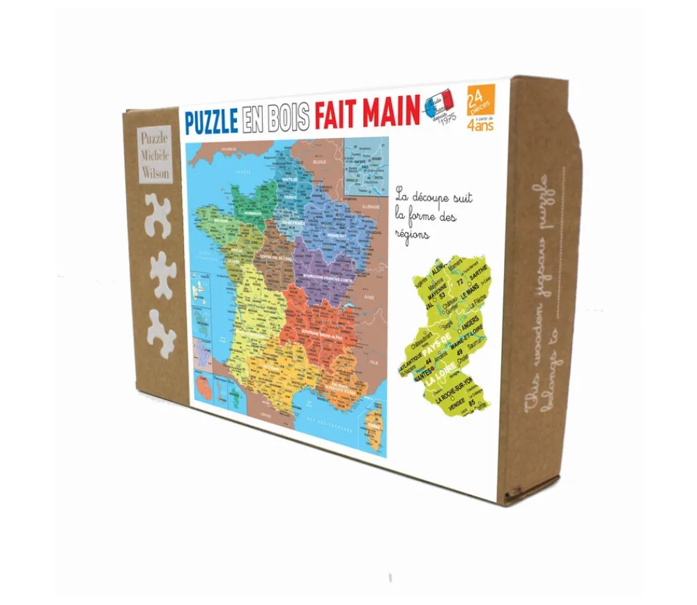Tout Pour le Jeu Puzzle bois Carte de France Régions 24 pièces
