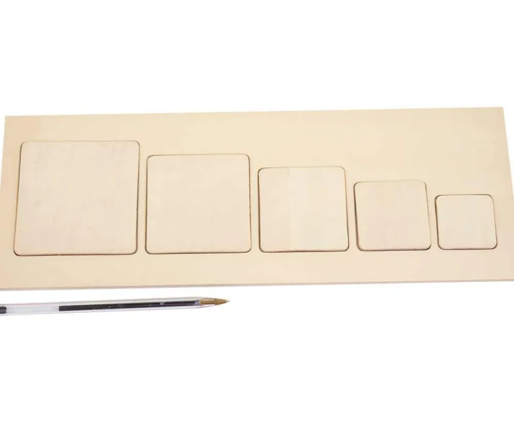 Tout Pour le Jeu Puzzle bois naturel 5 carrés - plateau 33 x 21 cm