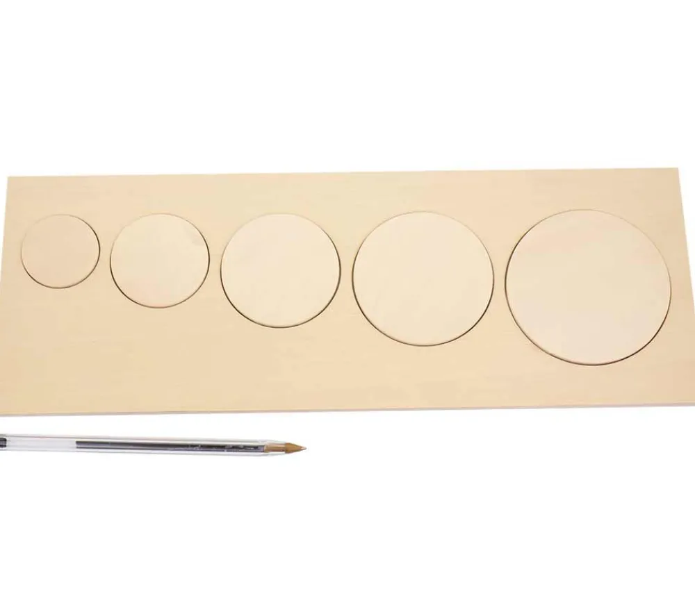 Tout Pour le Jeu Puzzle bois naturel 5 ronds - plateau 33 x 21 cm
