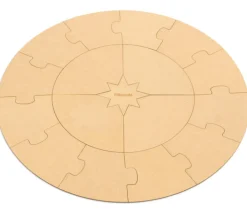 Tout Pour le Jeu Puzzle bois rond géant neutre 70 cm - 17 pièces Montessori cercle annuel