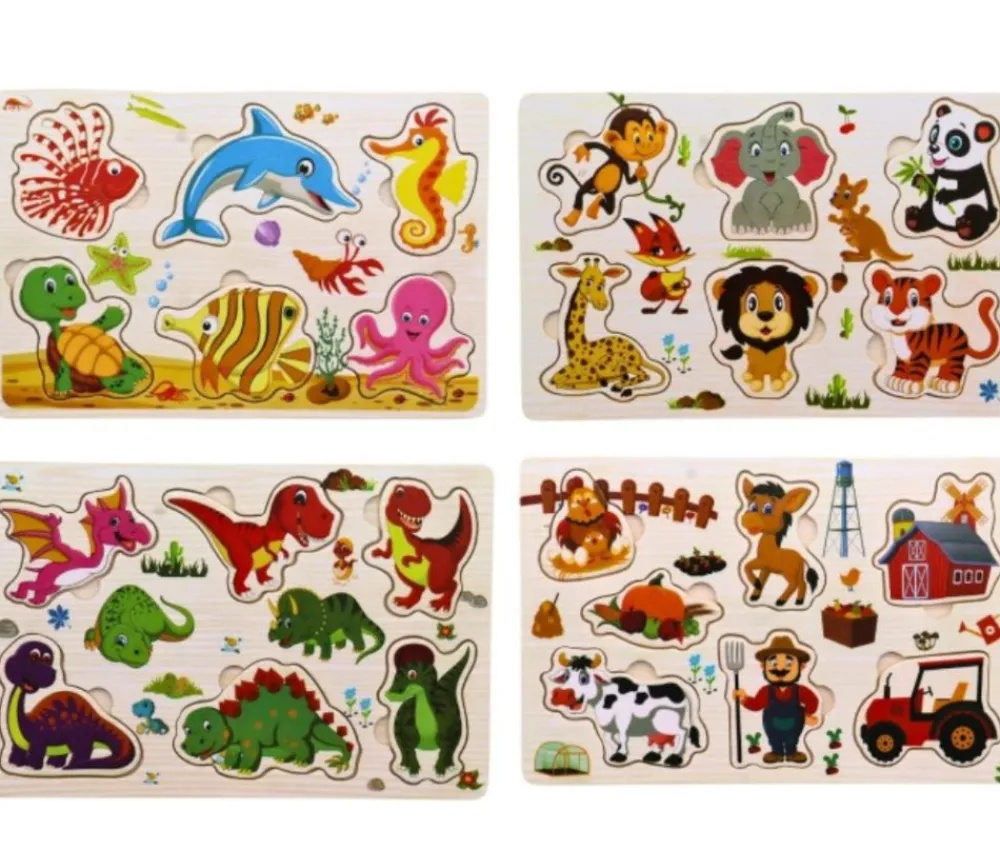 Tout Pour le Jeu Puzzle en bois 6 à 7 pièces à encastrer monde de la ferme