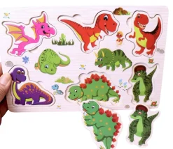 Tout Pour le Jeu Puzzle en bois 6 à 7 pièces à encastrer dinosaures