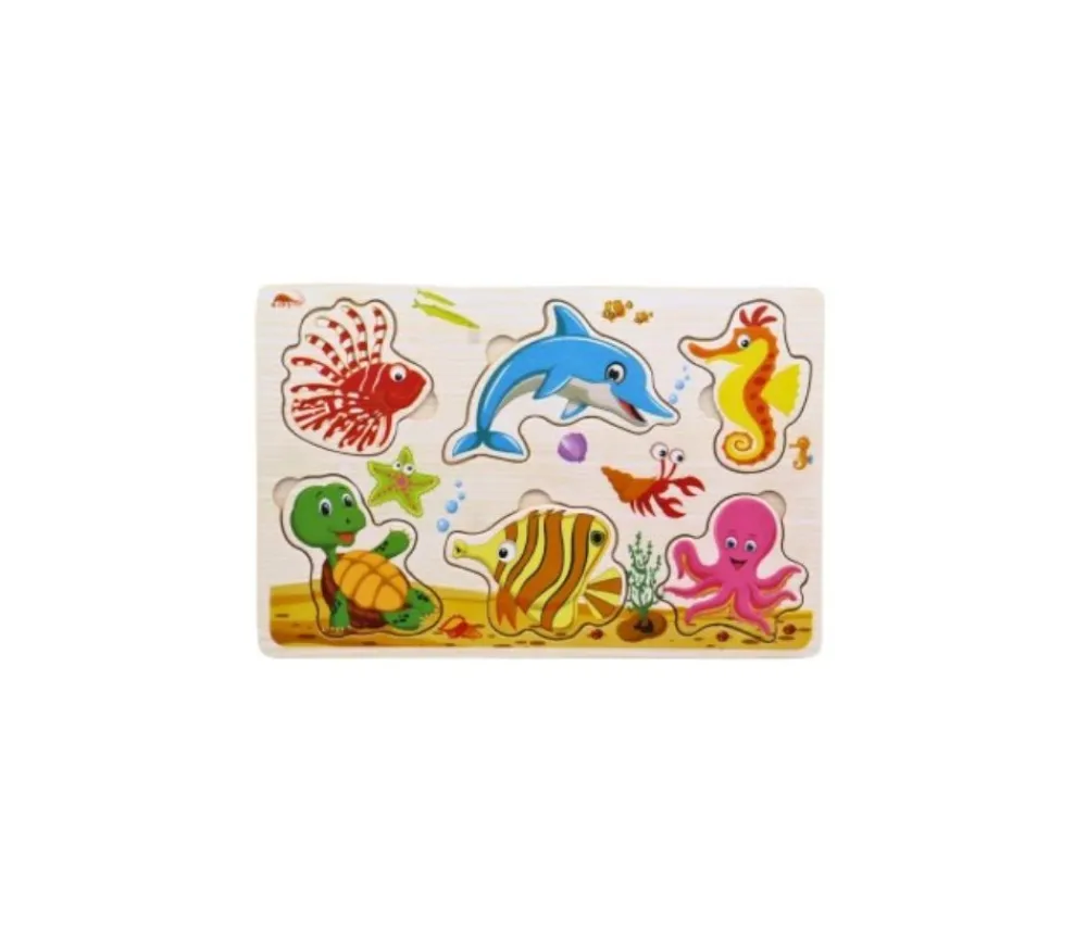 Tout Pour le Jeu Puzzle en bois 6 à 7 pièces à encastrer monde marin