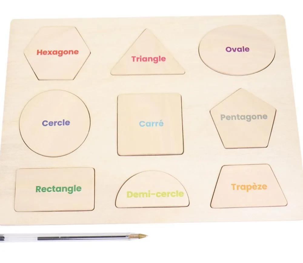 Tout Pour le Jeu Puzzle en bois 9 formes géométriques