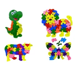Tout Pour le Jeu Puzzle en bois Animal + Alphabet - 24 pièces à assembler vache
