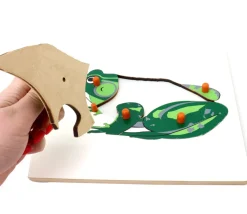 Tout Pour le Jeu Puzzle en bois grenouille - 6 pièces à boutons à encastrer
