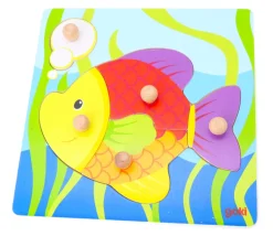 Tout Pour le Jeu Puzzle en bois poisson - 5 pièces à boutons à encastrer