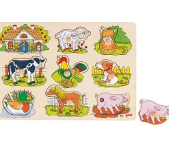 Tout Pour le Jeu Puzzle en bois sonore animaux de la ferme 8 pièces à encastrer