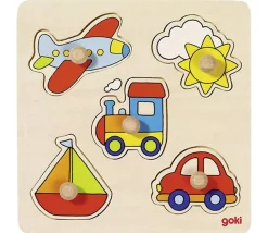 Tout Pour le Jeu Puzzle en bois véhicules voyage - 5 pièces à boutons à encastrer