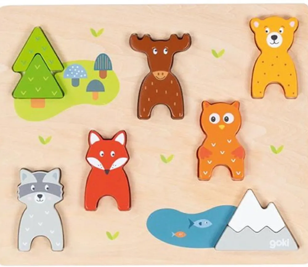 Tout Pour le Jeu Puzzle jeu en bois Animaux forêt 8 pièces figurines