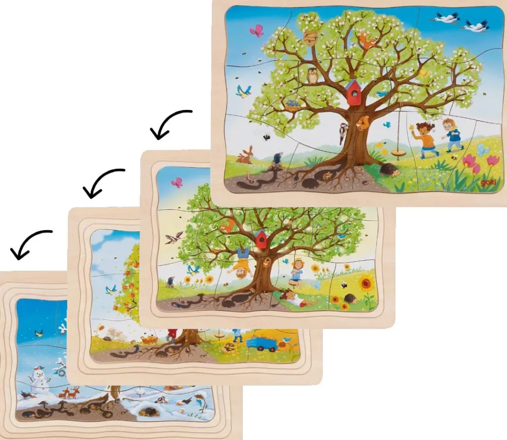 Tout Pour le Jeu Puzzle les Saisons à 4 étages en bois : Le pommier