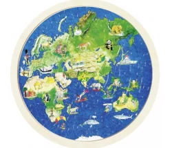 Tout Pour le Jeu Puzzle rond en bois 57 pièces double face : les continents vus du ciel