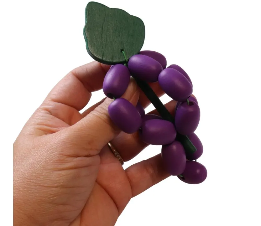 Tout Pour le Jeu Raisin violet en bois 4 x 9.5 cm fruit jouet