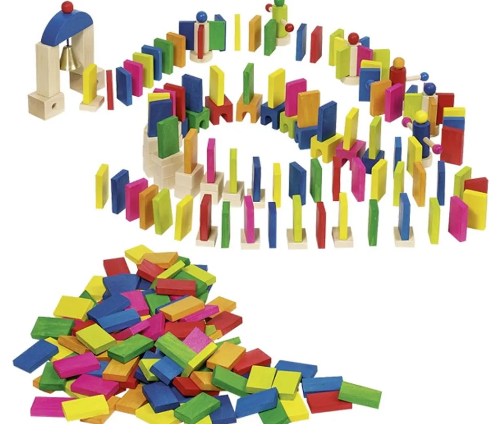 Tout Pour le Jeu Rallye Dominos bois Arc en ciel - 247 tuiles de 4 x 2.2 cm