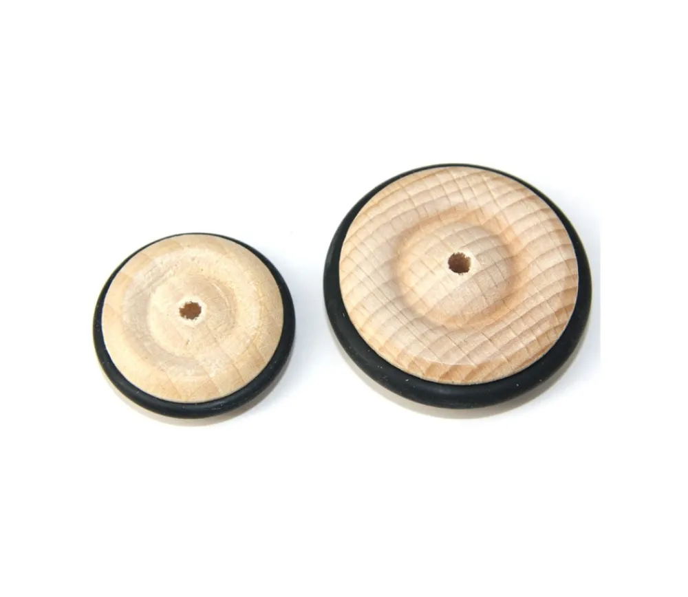 Tout Pour le Jeu Roue en bois de 3.4 cm avec pneu caoutchouc noir