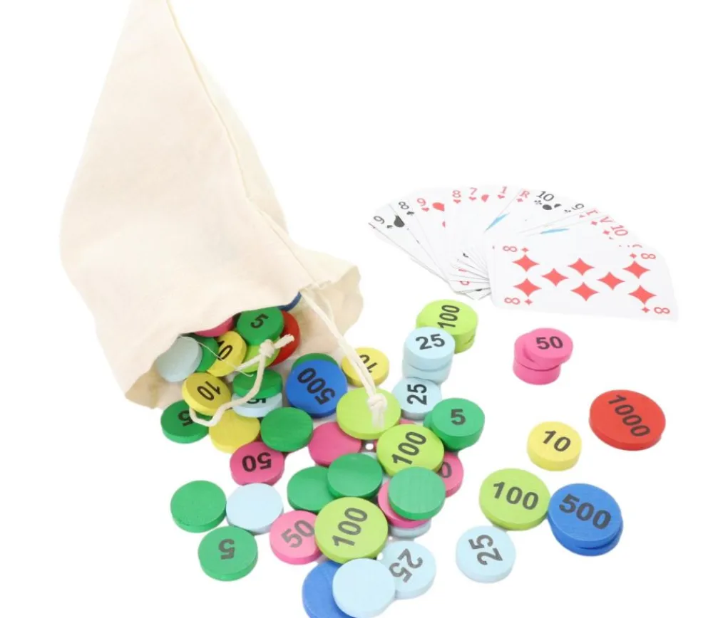 Tout Pour le Jeu Sac 100 jetons bois de 5 à 1000 mise pour jeux belote/tarot