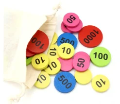 Tout Pour le Jeu Sac 50 jetons bois numérotés de 10 à 1000 BELOTE TAROT
