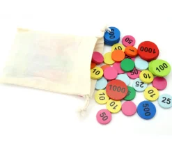 Tout Pour le Jeu Sac 50 jetons bois numérotés de 10 à 1000 BELOTE TAROT