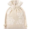 Tout Pour le Jeu Sac beige flocon 8 x 10 cm imitation lin