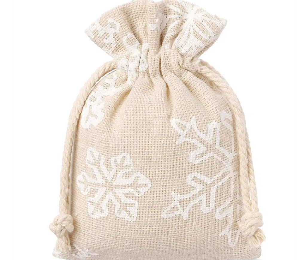 Tout Pour le Jeu Sac beige flocon 8 x 10 cm imitation lin