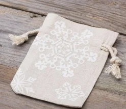Tout Pour le Jeu Sac beige flocon 8 x 10 cm imitation lin