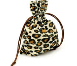 Tout Pour le Jeu Sac velours effet léopard 17 x 12 cm marron noir