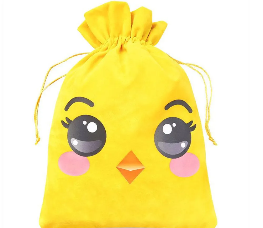 Tout Pour le Jeu Sac velours jaune 13 x 18 cm poussin
