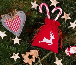 Tout Pour le Jeu Sac velours rouge 10 x 13 cm cerf blanc - renne noël