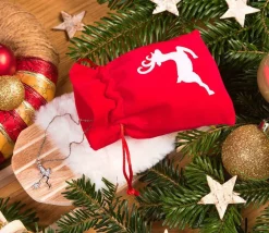 Tout Pour le Jeu Sac velours rouge 10 x 13 cm cerf blanc - renne noël