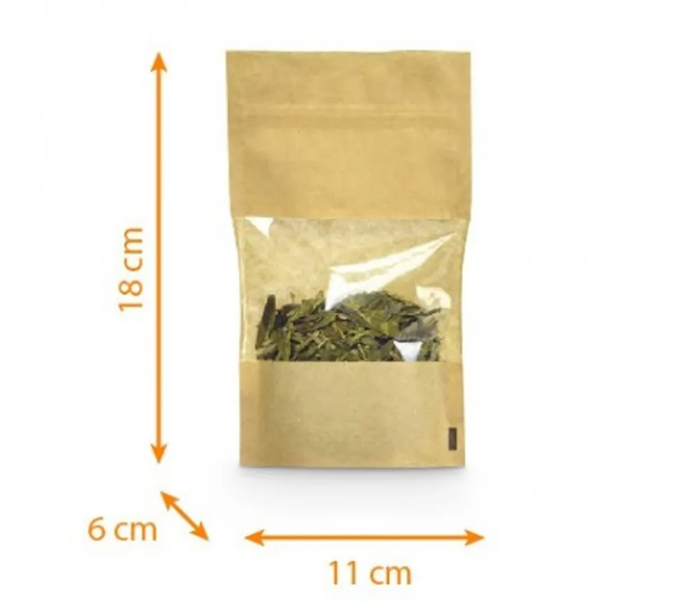 Tout Pour le Jeu Sachet kraft marron hermétique 11 x 18.5 cm refermables avec fenêtre