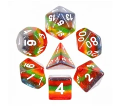 Tout Pour le Jeu Set 7 dés multi-faces arc-en-ciel paillette translucide