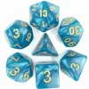 Tout Pour le Jeu Set 7 dés multi-faces bleus nacrés chiffres or