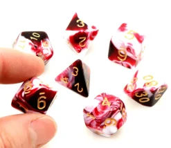Tout Pour le Jeu Set 7 dés multi-faces effet rouge et blanc