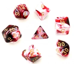 Tout Pour le Jeu Set 7 dés multi-faces effet rouge et blanc