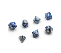 Tout Pour le Jeu Set 7 dés multi-faces effet bleu et argenté