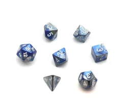 Tout Pour le Jeu Set 7 dés multi-faces effet bleu et argenté