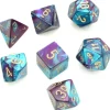 Tout Pour le Jeu Set 7 dés multifaces effet mixé TURQUOISE/VIOLET chiffres en doré