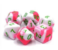Tout Pour le Jeu Set 7 dés multi-faces fusion roses et blancs nacrés