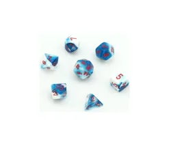 Tout Pour le Jeu Set 7 dés multi-faces glacé nacré bleu-blanc points rouge