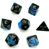 Tout Pour le Jeu Set 7 dés multi-faces marbrés BLEU/NOIR