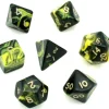Tout Pour le Jeu Set 7 dés multi-faces marbrés JAUNE/NOIR