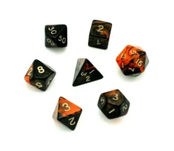 Tout Pour le Jeu Set 7 dés multi-faces marbrés ORANGE/NOIR