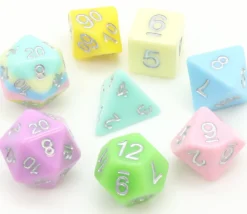 Tout Pour le Jeu Set 8 dés multi-faces pastels